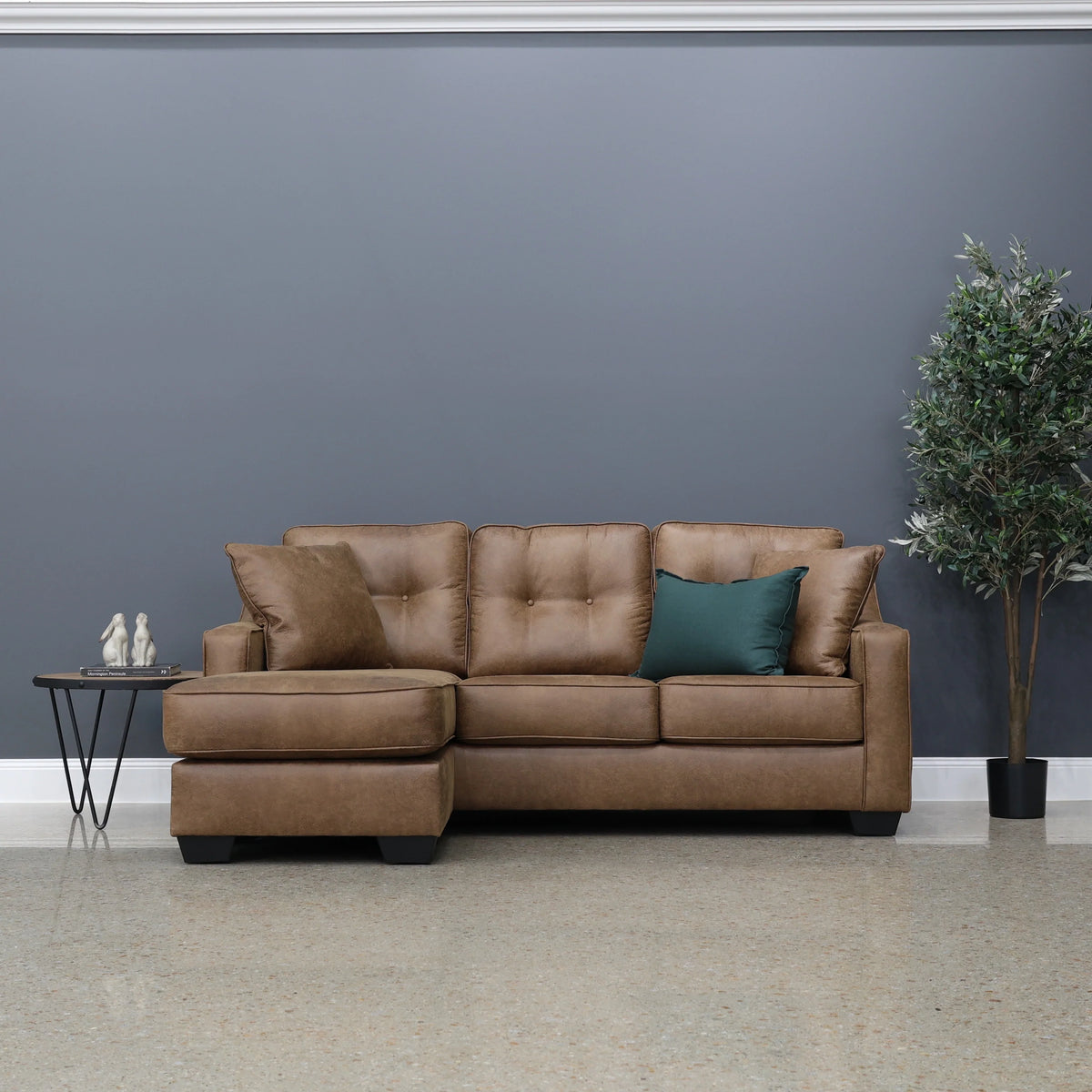 Victoria Sofa Chaise Tan Leather Air