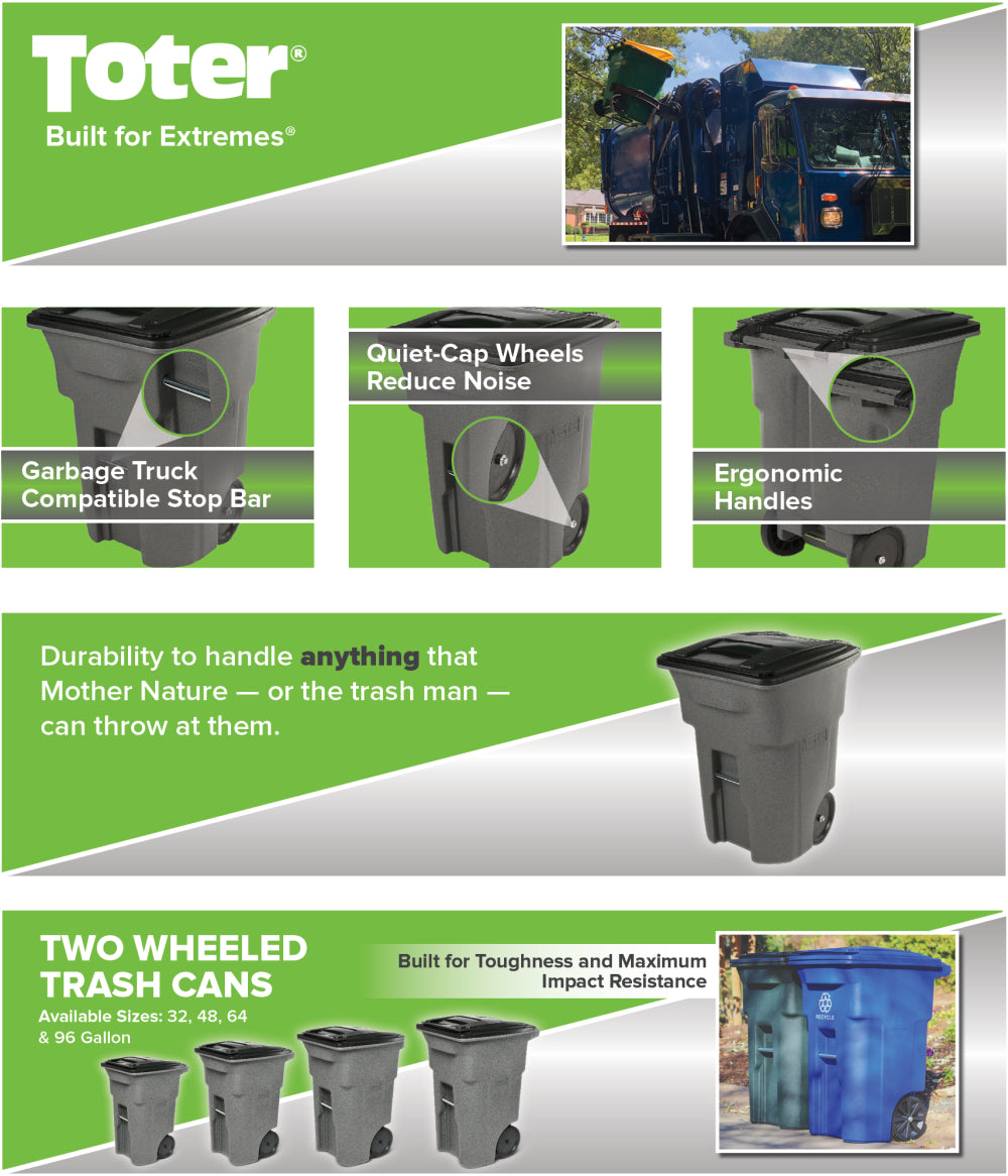 96-Gallon Outdoor Trash Can with Smooth-Rolling Wheels and Lid