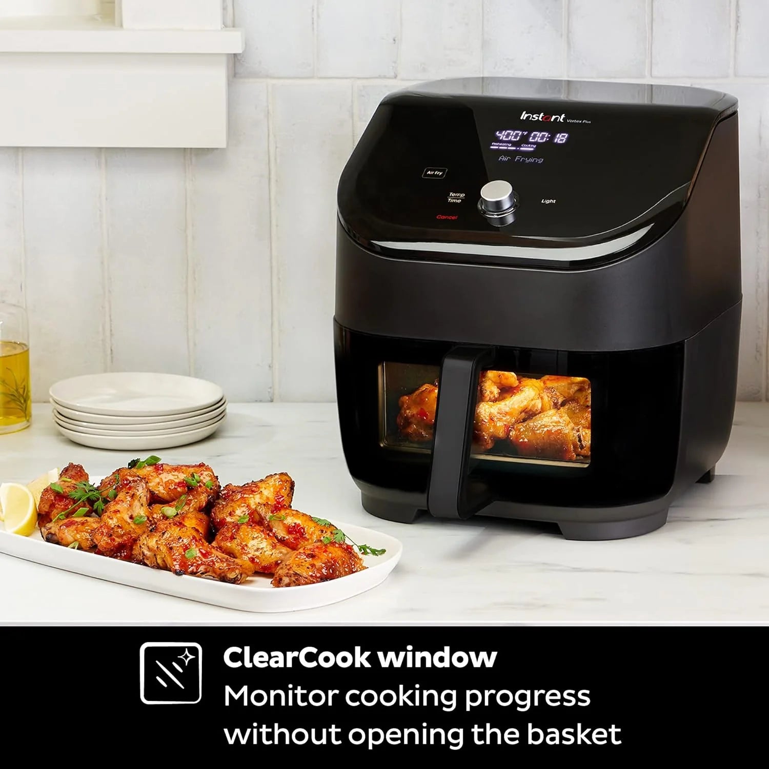 6-Qt. Clear-View Air Fryer, 6-in-1 Functions, Custom Programs, Black