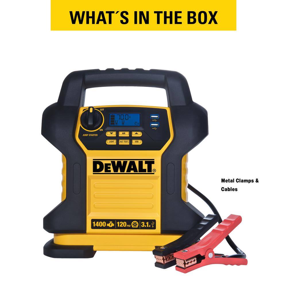1400 Peak Amp Portable Car Jump Starter with Digital Air Compressor