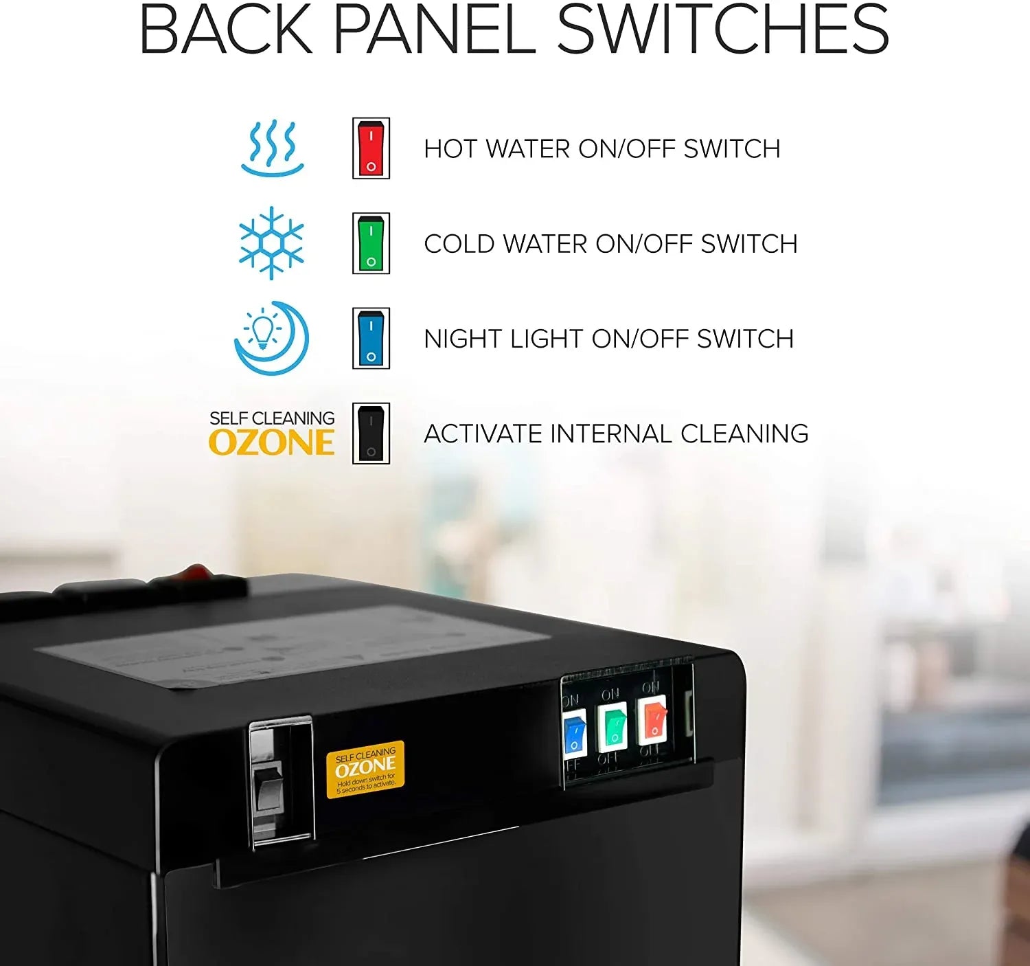 Self-Cleaning Bottom-Loading Water Cooler Dispenser with 3 Temperature Settings