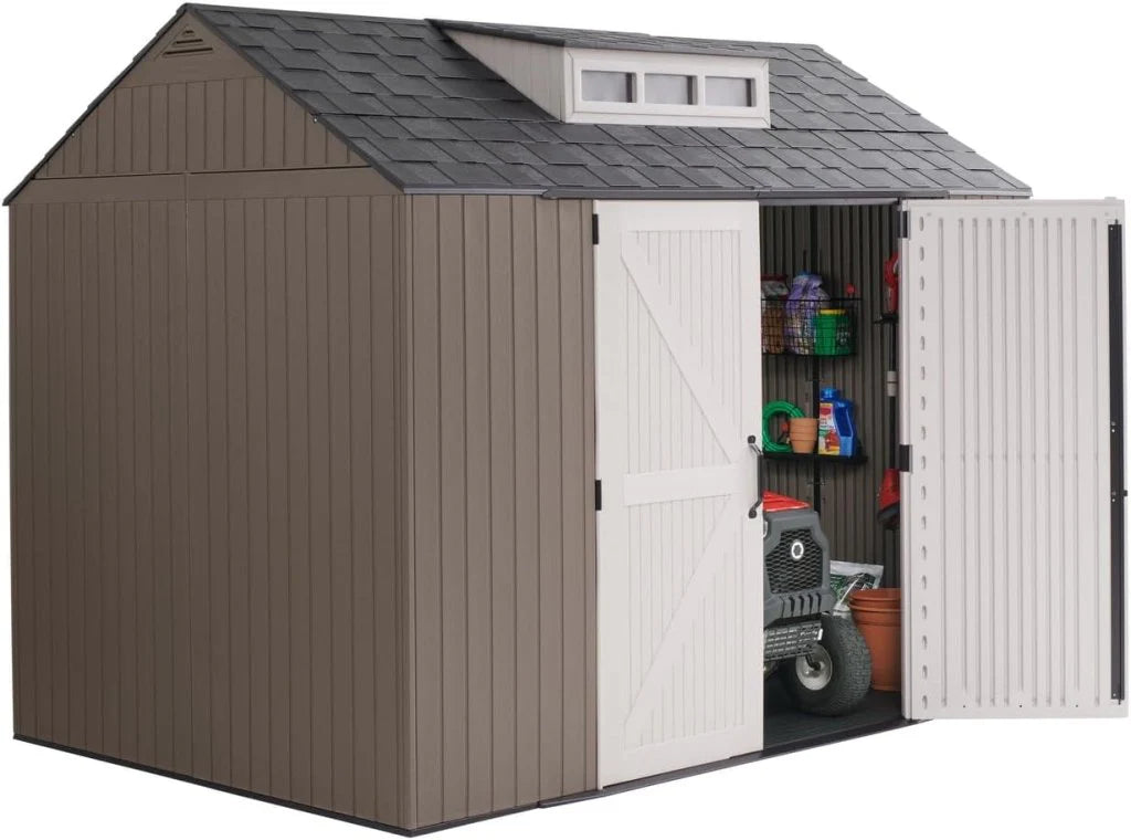 7 x 7 Ft Resin Outdoor Storage Shed with Floor, Weather Resistant, Gray
