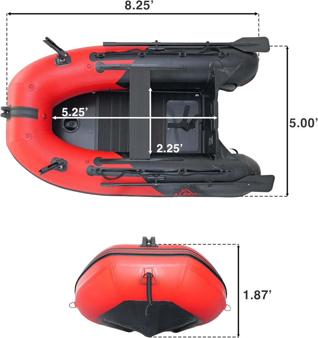 Multi-Person Inflatable Fishing Boat with Aluminum Floor, Oars and Rod Holders
