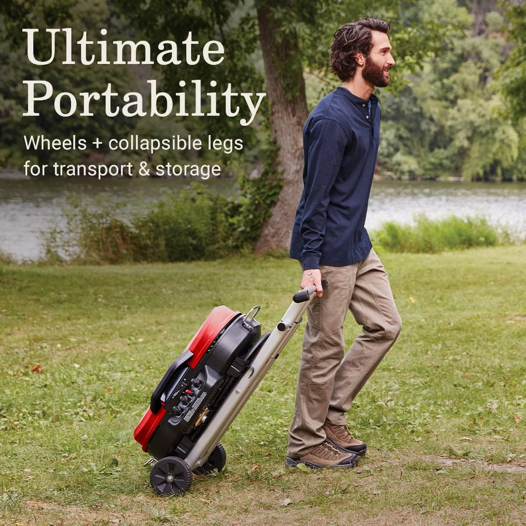 Portable Stand-Up Propane Grill with 3 Adjustable Burners, Push-Button Ignition and 20,000 BTU