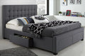 T2152CH Charcoal Grey Linen Storage Platform Bed with Four Drawers