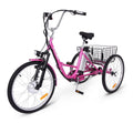Electric Tricycle for Adults, 7 Speeds Folding Electric Trike, 24 Inch 3 Wheel Motorized Bicycle w/ 36V 10Ah Removable Battery, E Trikes with Large Ba