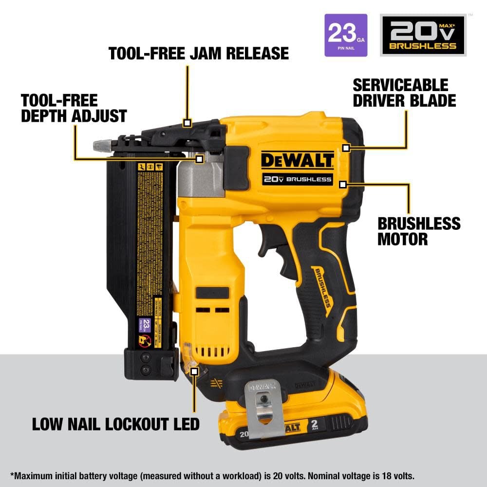 20V 23-Gauge Cordless Pin Nailer Kit