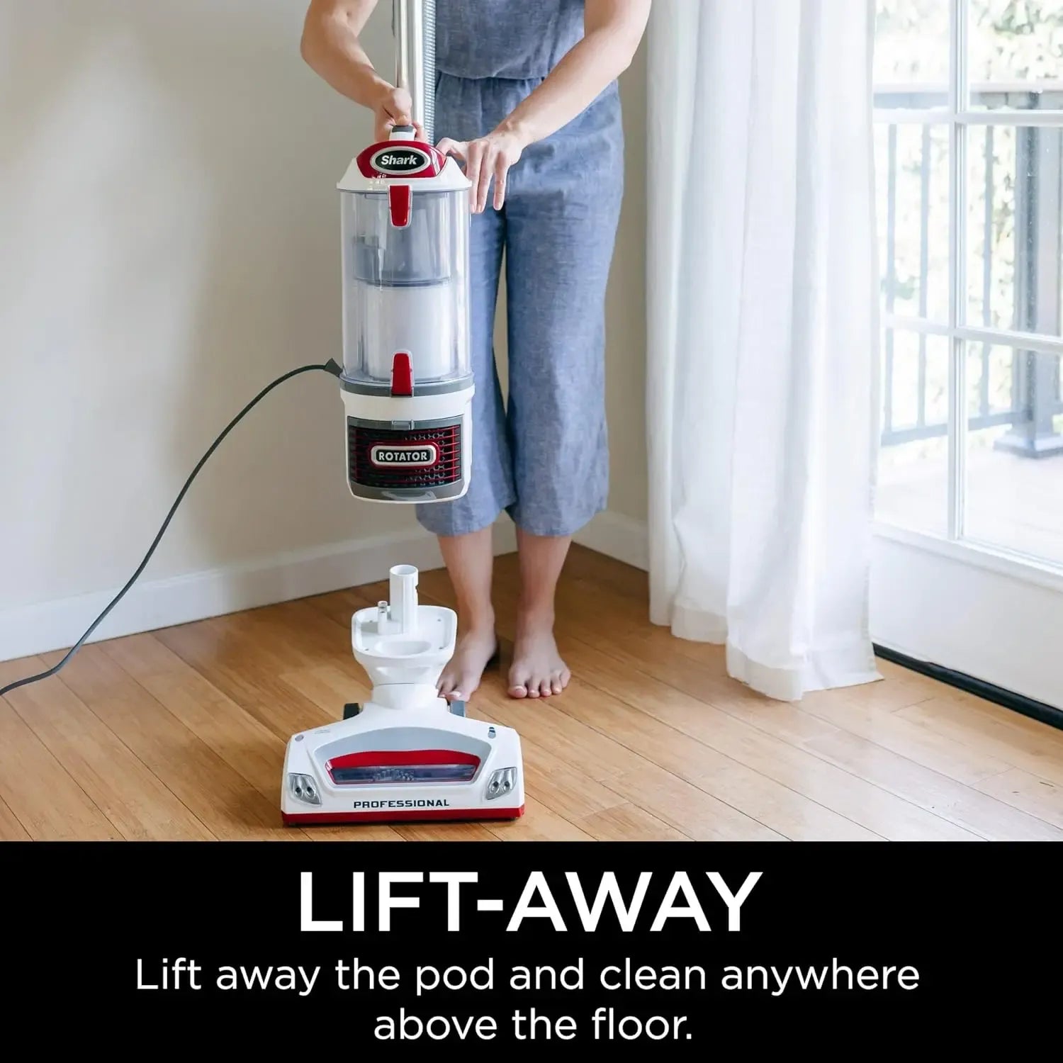 Professional Lift-Away Upright Vacuum Cleaner with HEPA Filter, Swivel Steering and LED Headlights
