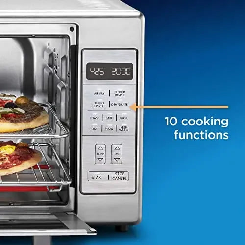 Extra-Large 10-in-1 Air Fryer Oven, Fits 2 Large Pizzas, Stainless Steel