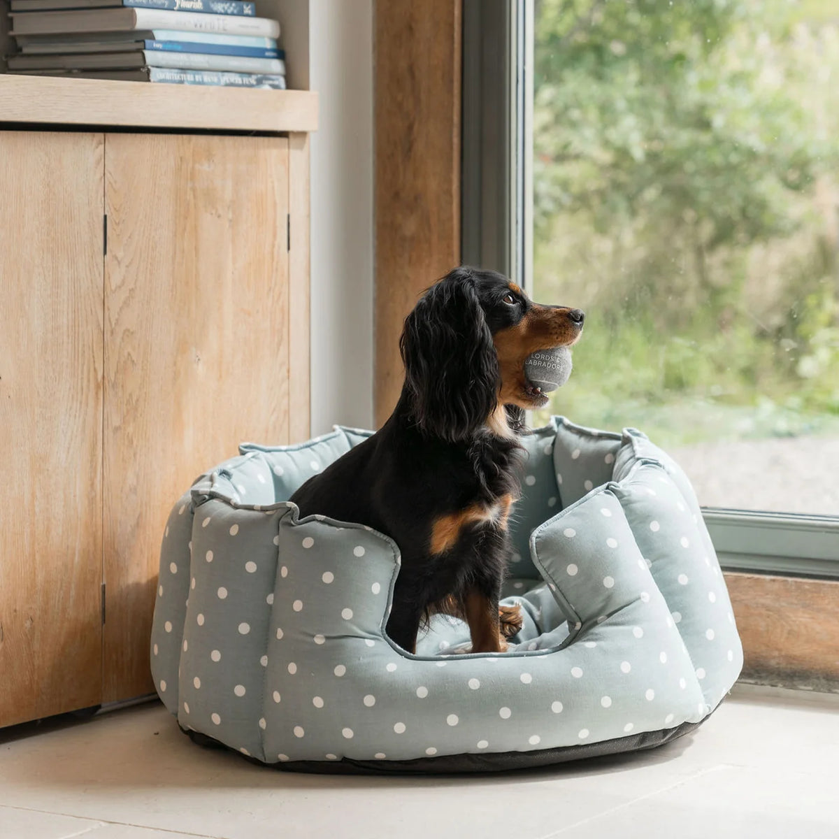 High Wall Bed For Dogs in Spots & Stripes