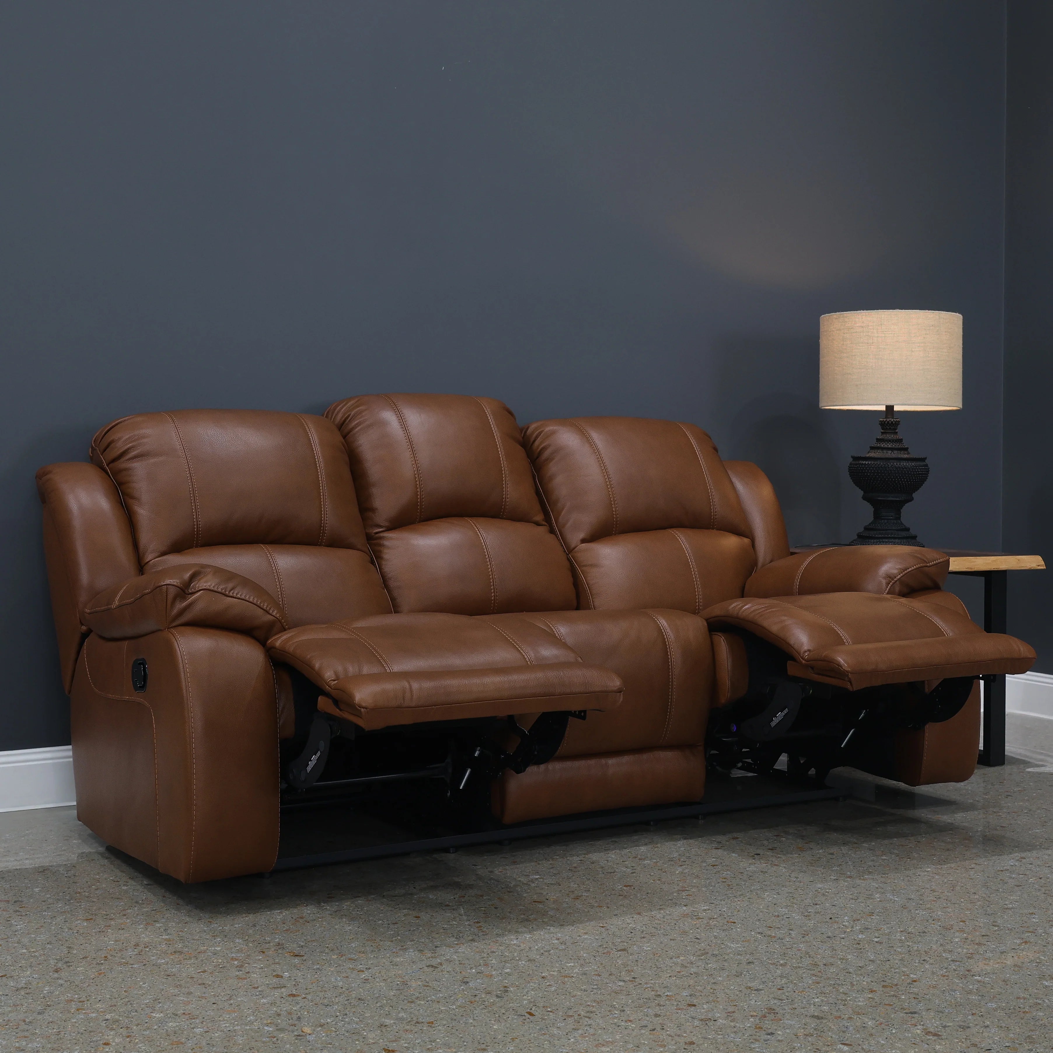 Bendigo Manual Reclining Sofa Tan Leather