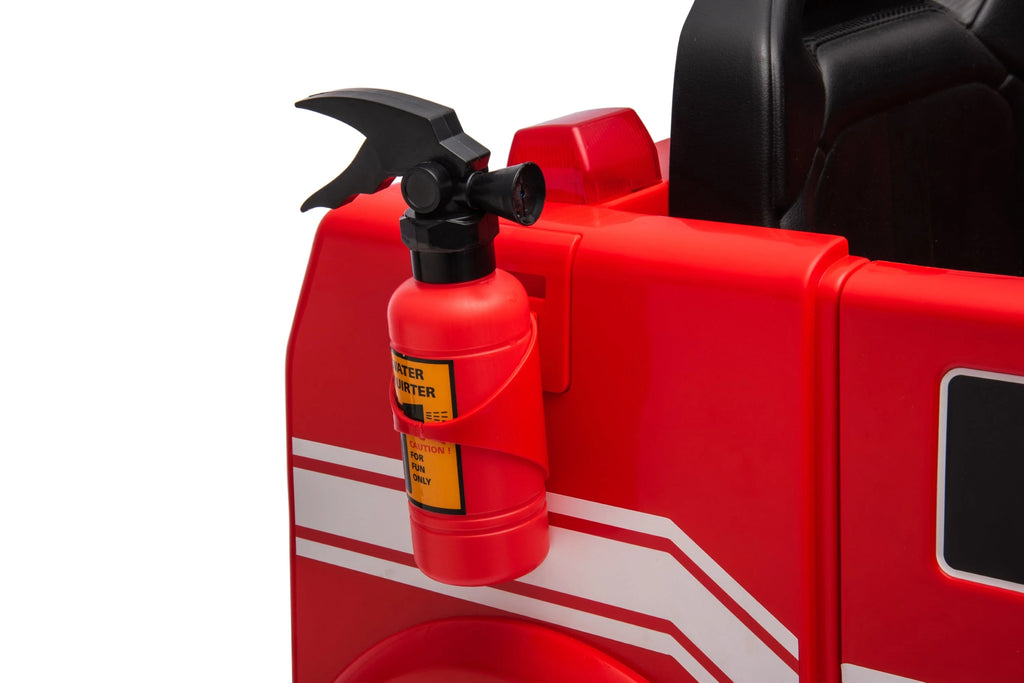 2026 12V Kids Fire Truck Electric Ride On One Seater with Leather Seat and RC