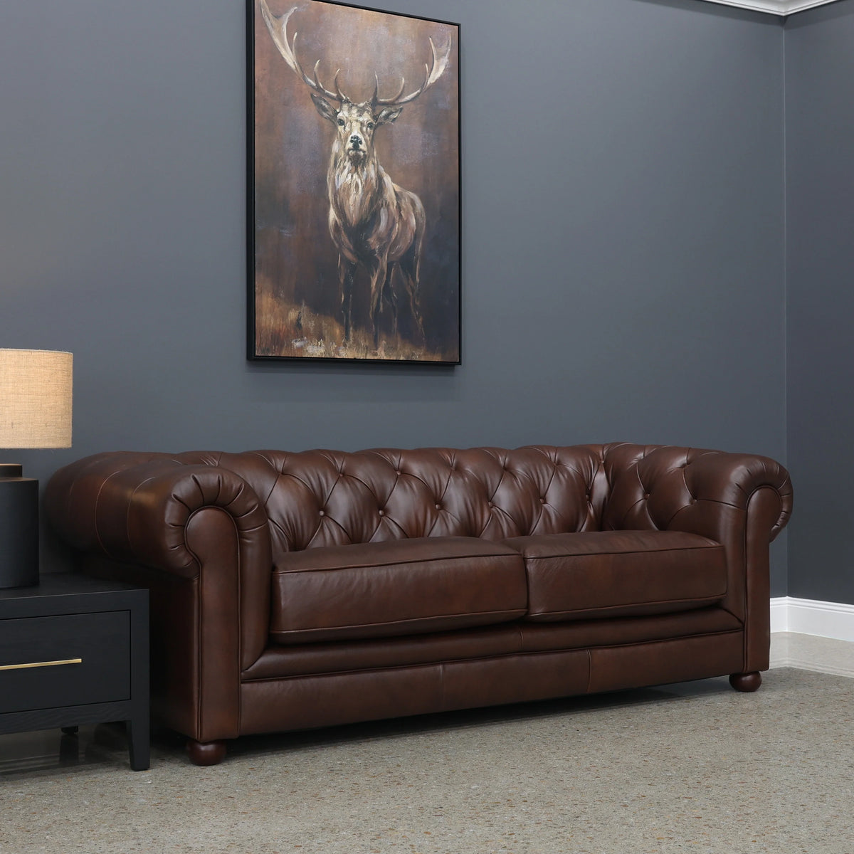 Chesterfield 3 Seater Sofa Antique Brown Leather