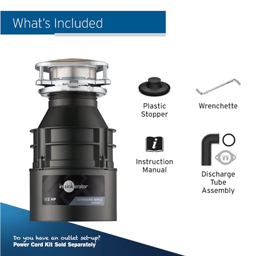 1/2 HP Continuous Feed Garbage Disposal with Durable Steel Construction, Easy Installation