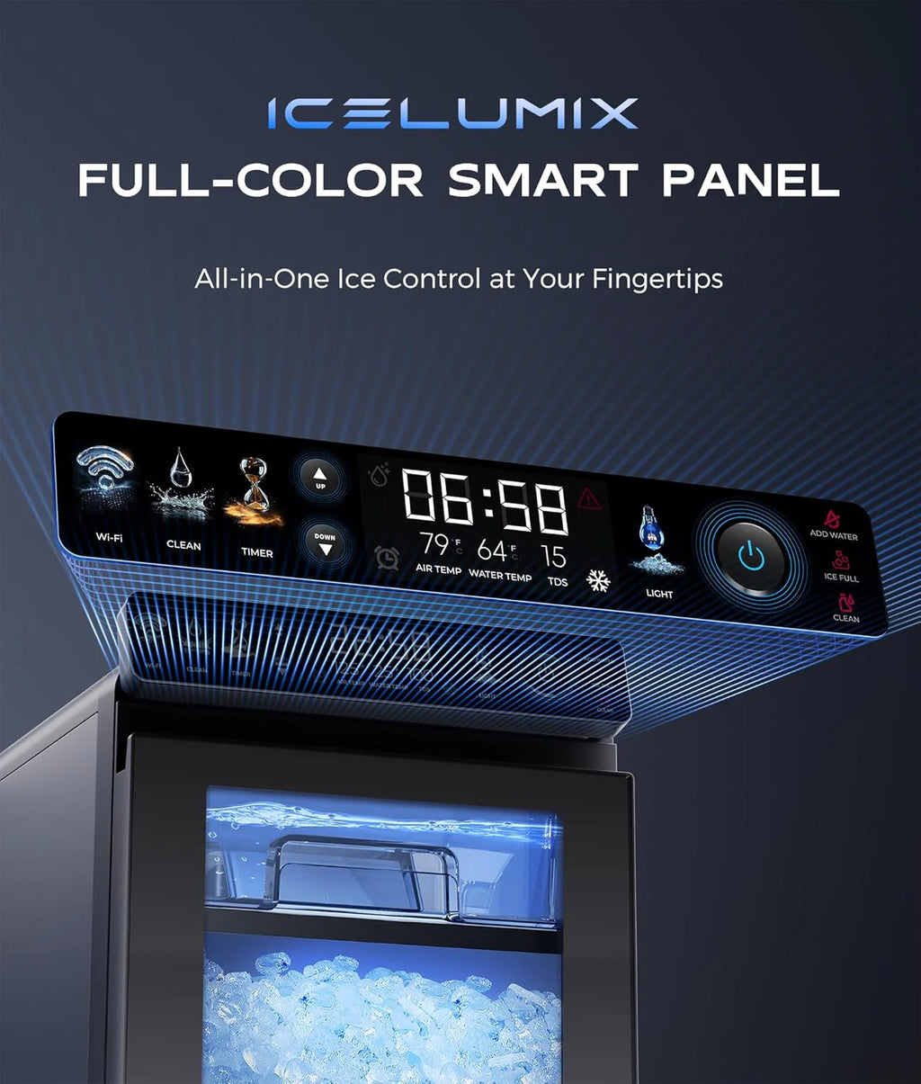 44-Lb./24H Countertop Nugget Ice Maker with App Control and Self-Cleaning, Stainless Steel