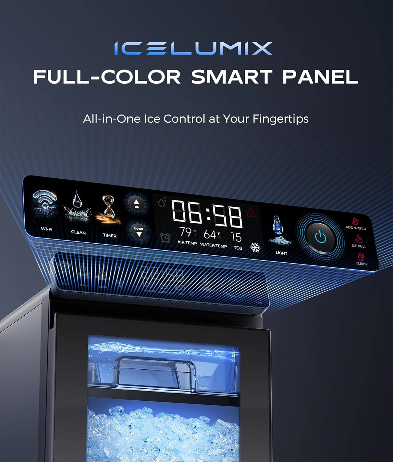 44-Lb./24H Countertop Nugget Ice Maker with App Control and Self-Cleaning, Stainless Steel