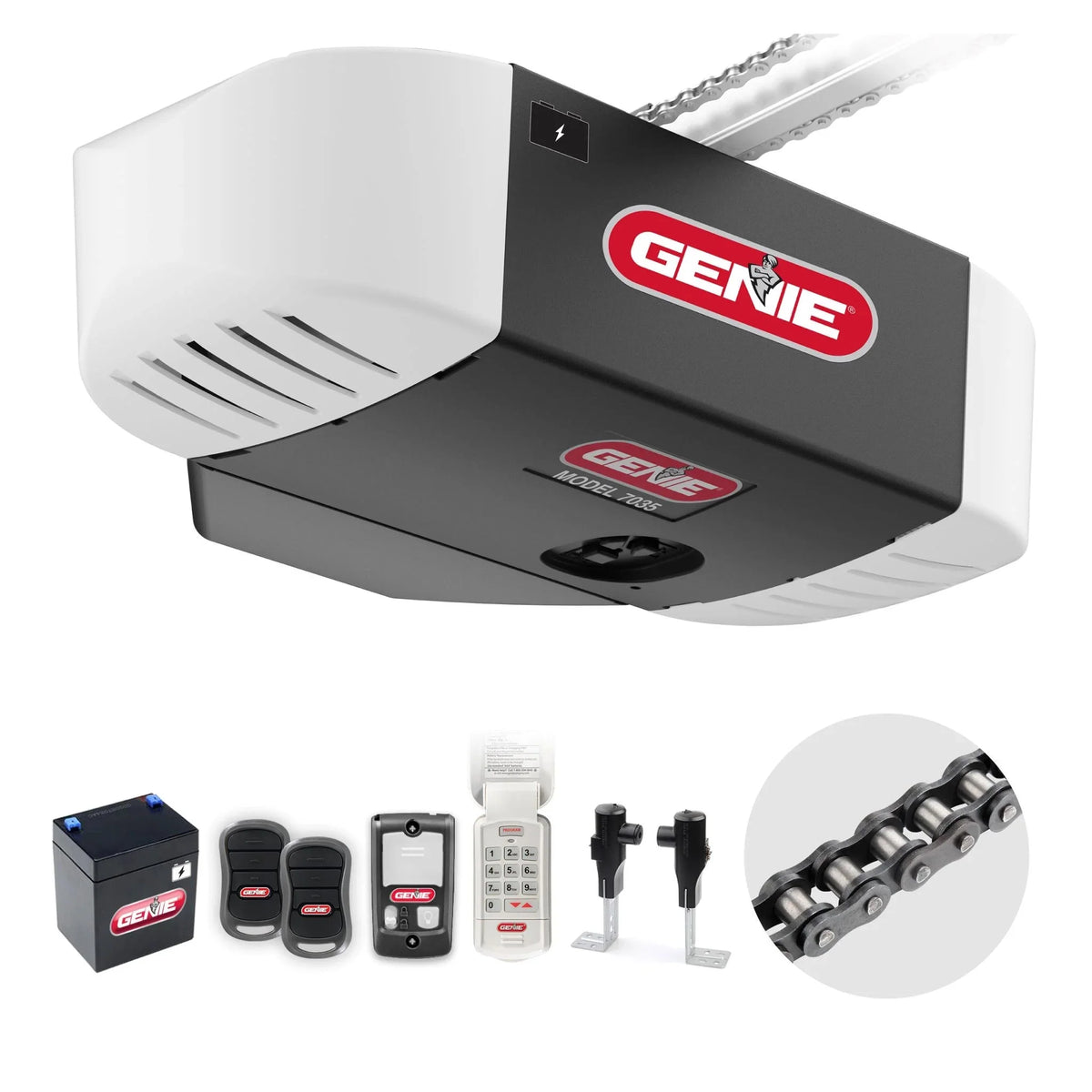 3/4 HP Chain Drive Garage Door Opener with Battery Backup, Heavy-Duty