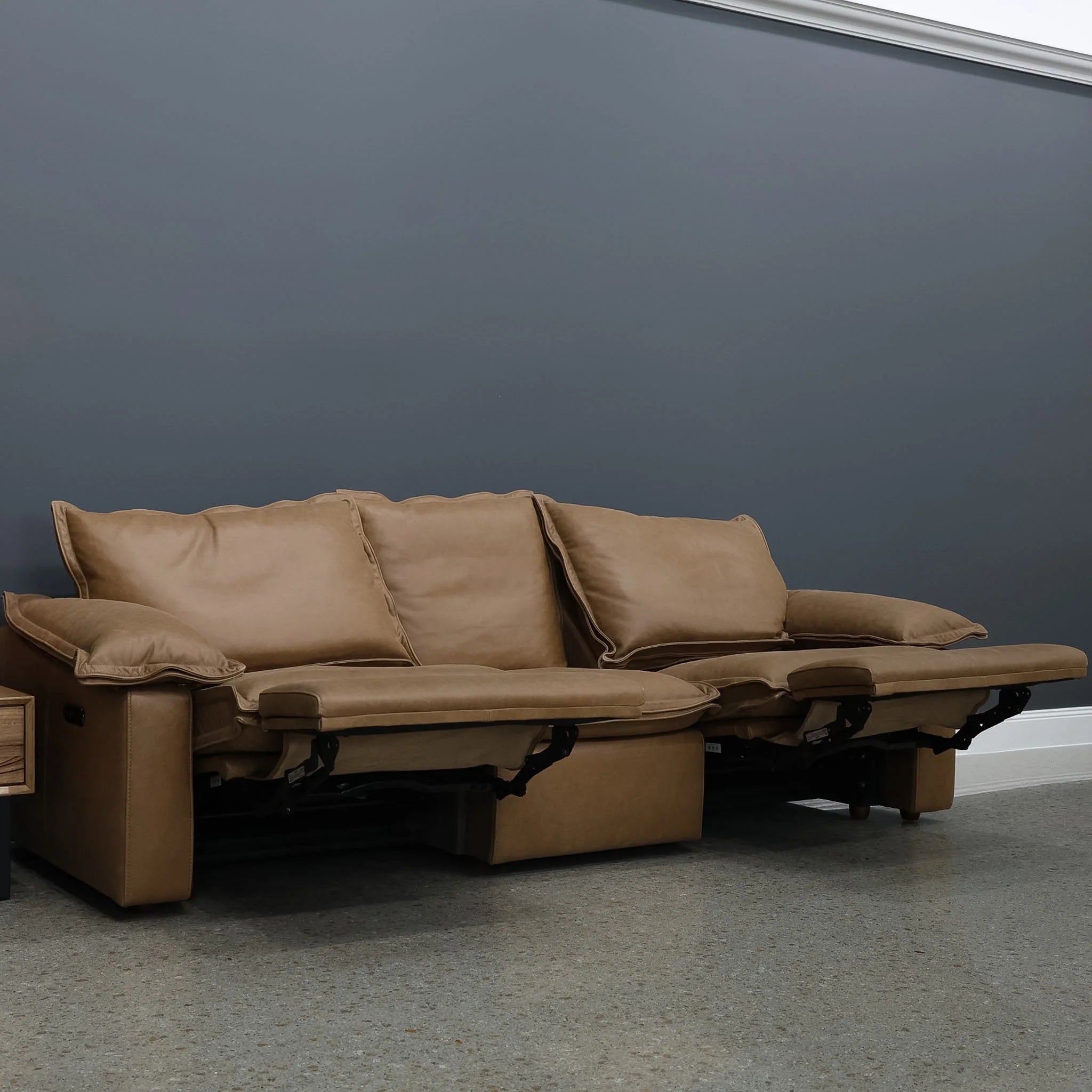 Portland Electric Reclining 3 Seater Tan Leather