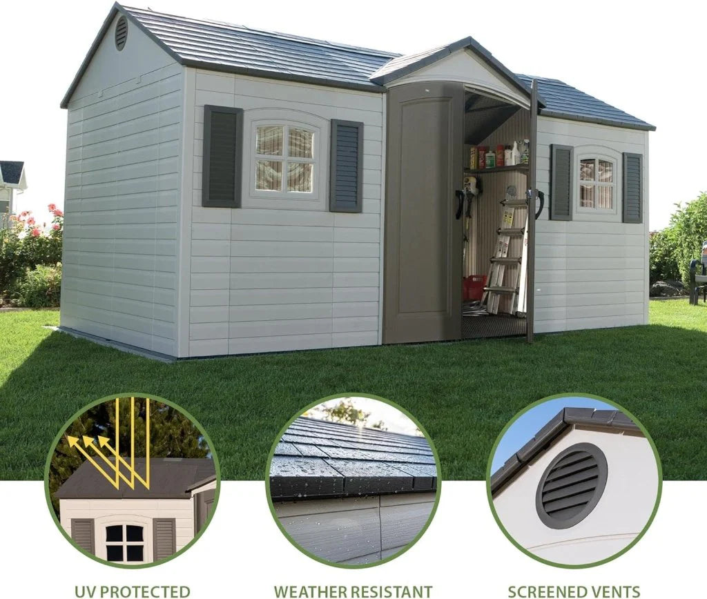 8 x 15-Foot Outdoor Storage Shed, Desert Sand