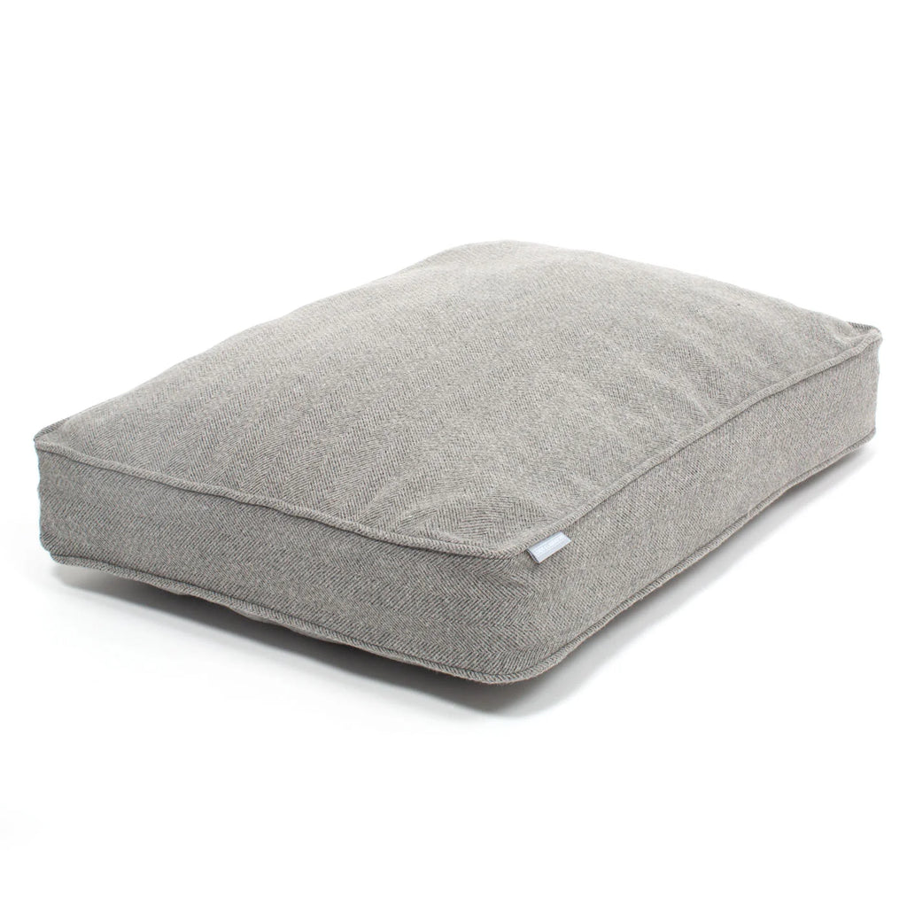 Dog Cushion in Pewter Herringbone Tweed